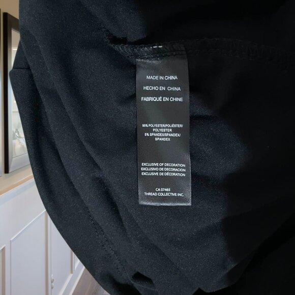 Bebe Black Logo Tape Sleeve Bodycon Midi Dress Size Small Stretch Long Sleeve Y2 - Picture 9 of 11